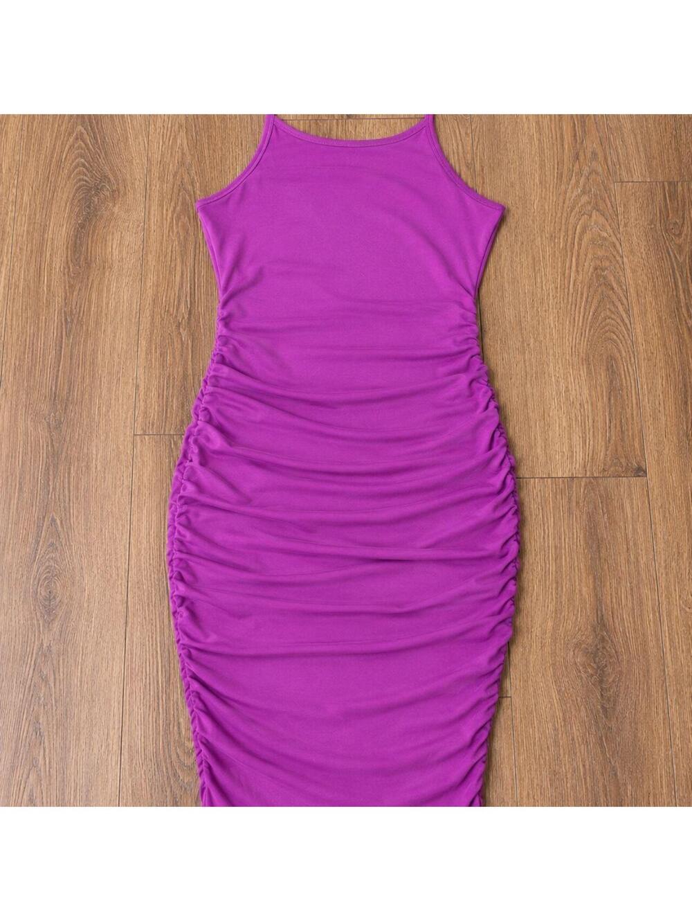 Pink Ruched Razor back Dress – Size Small - Picture 2 of 2